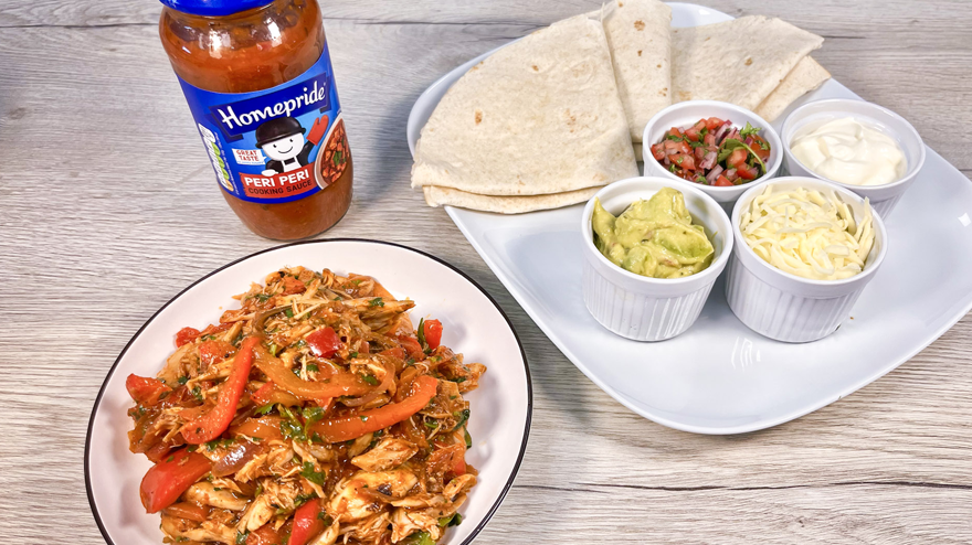 fajitas with peri peri sauce
